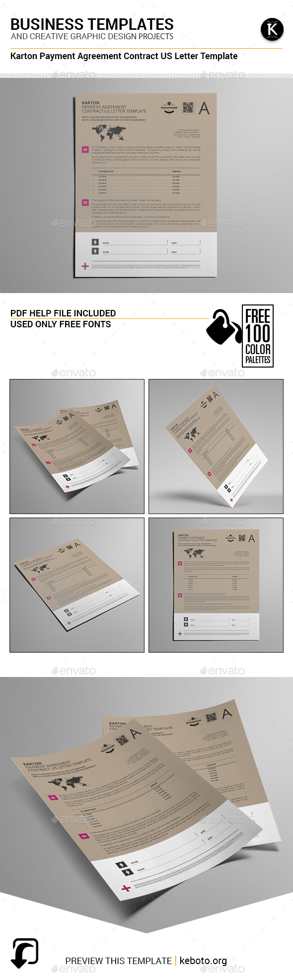 Karton Payment Agreement Contract US Letter Template - Miscellaneous Print Templates