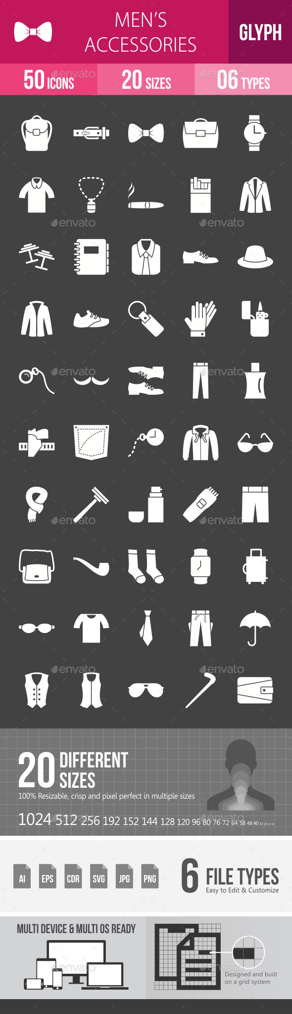 Men's Accessories Glyph Inverted Icons - Icons
