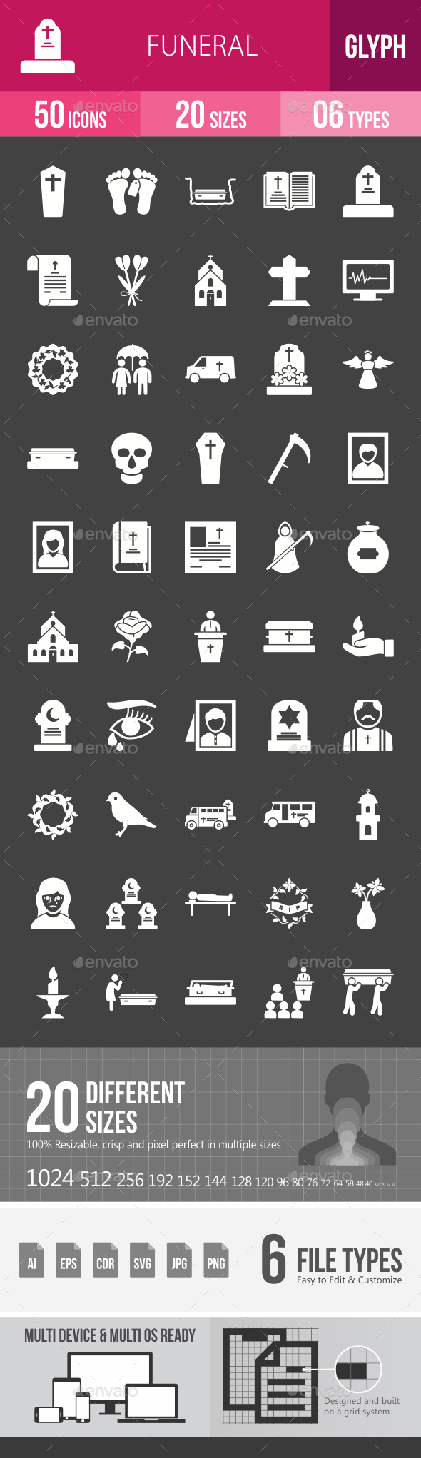 Funeral Glyph Inverted Icons - Icons