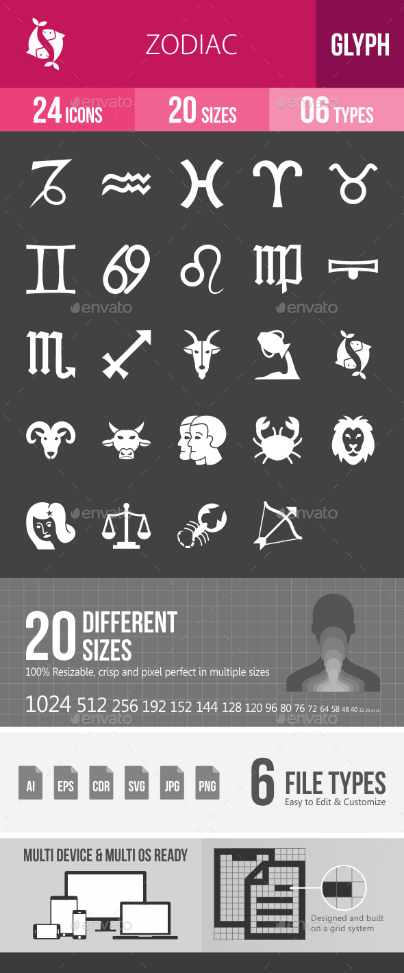 Zodiac Glyph Inverted Icons - Icons
