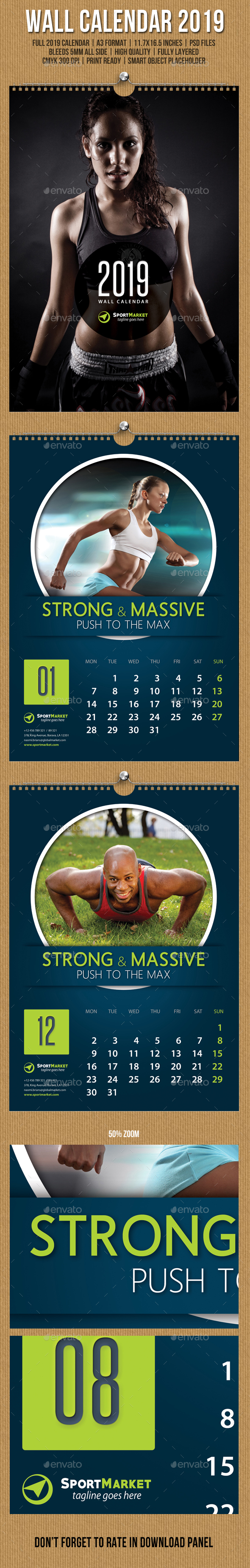 Wall Calendar A3 2019 v20 - Calendars Stationery