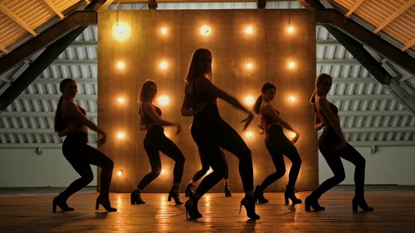 Silhouettes of Dancing Girls. Go-go Dance, Stock Footage | VideoHive