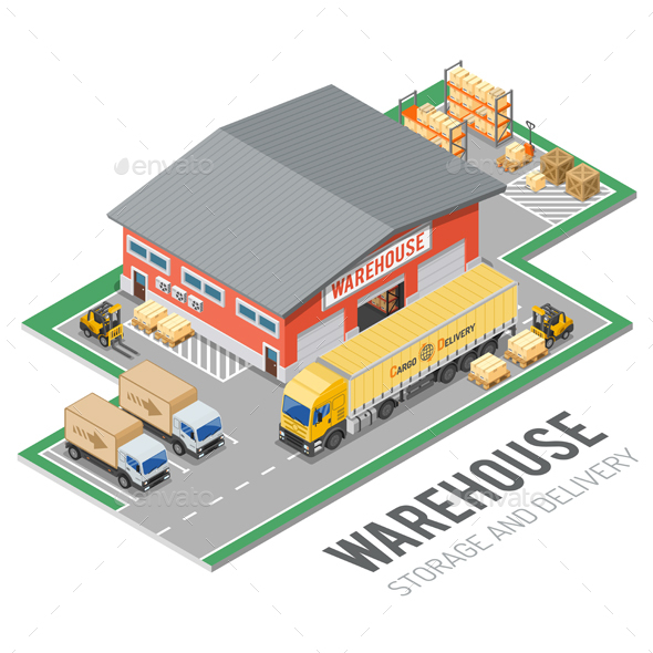 Warehouse Storage and Delivery Isometric - Services Commercial / Shopping