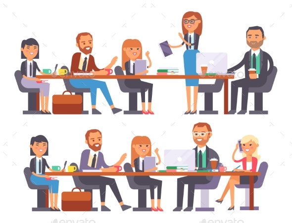 Vector Flat People Work Place Business Worker - Concepts Business