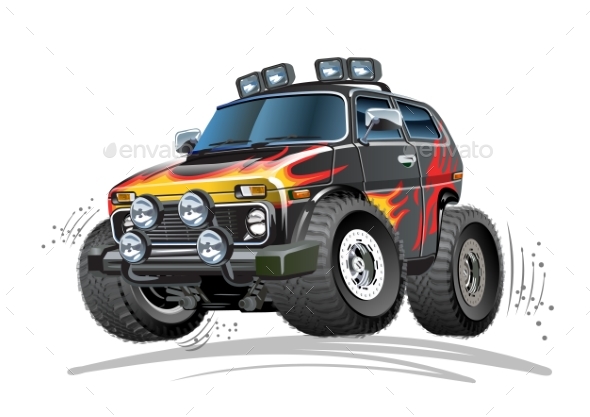 Cartoon 4X4 Car - Man-made Objects Objects