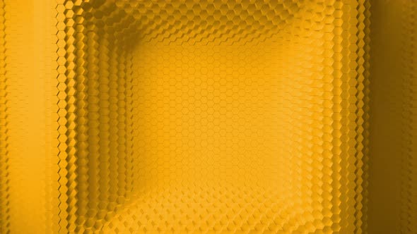 yellow mosaic surface with moving hexagons In the form of a square
