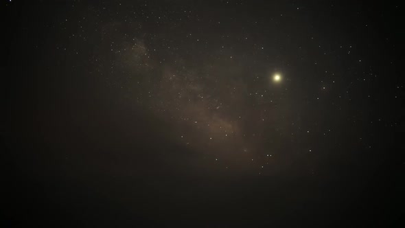 8K Milky Way Stars in the Cloudy Night Sky