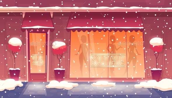 Vector Cartoon Boutique - Buildings Objects