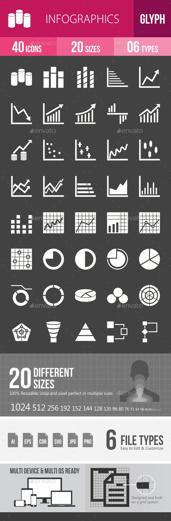 Infographics Glyph Inverted Icons - Icons