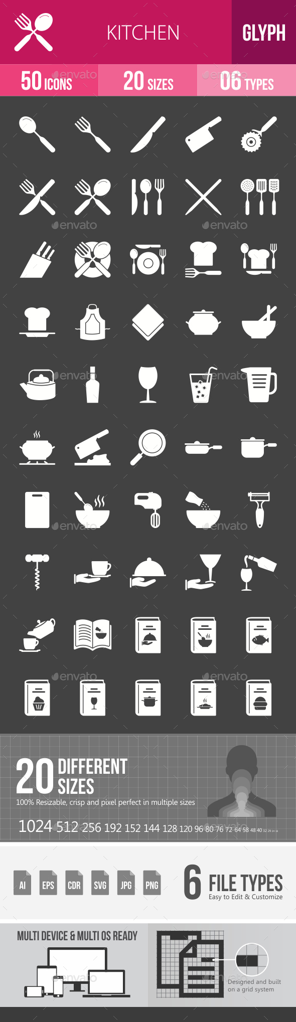 Kitchen Glyph Inverted Icons - Icons
