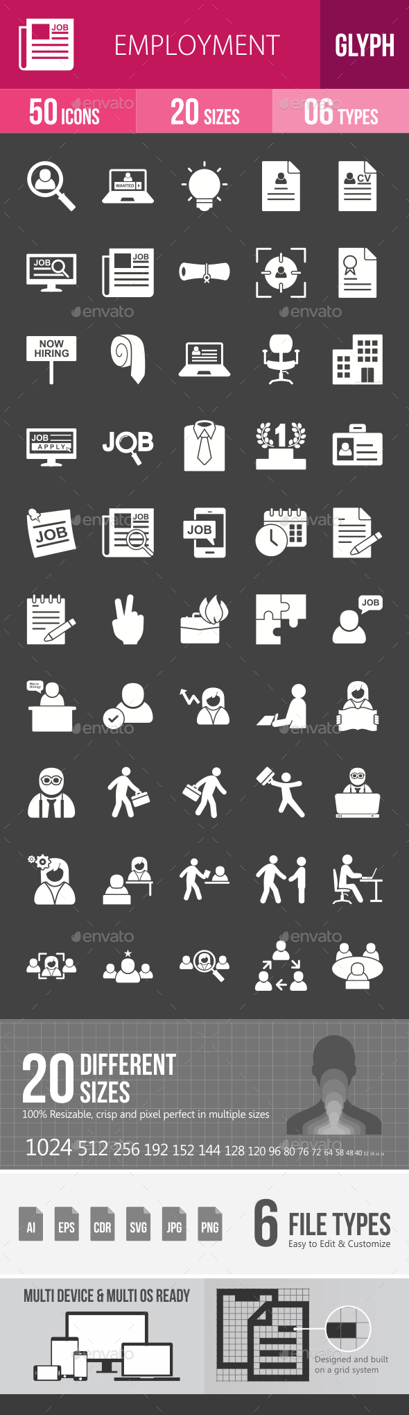 Employment Glyph Inverted Icons - Icons