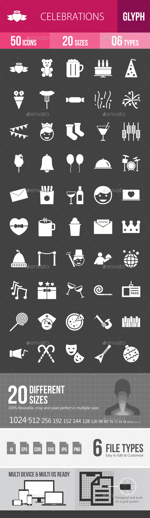 Celebrations Glyph Inverted Icons - Icons