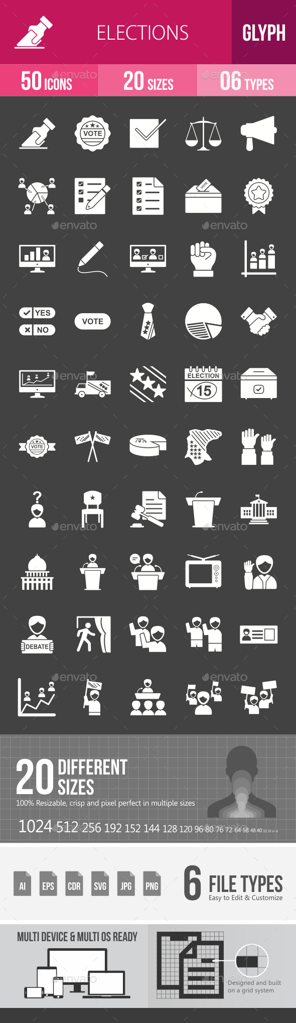 Elections Glyph Inverted Icons - Icons