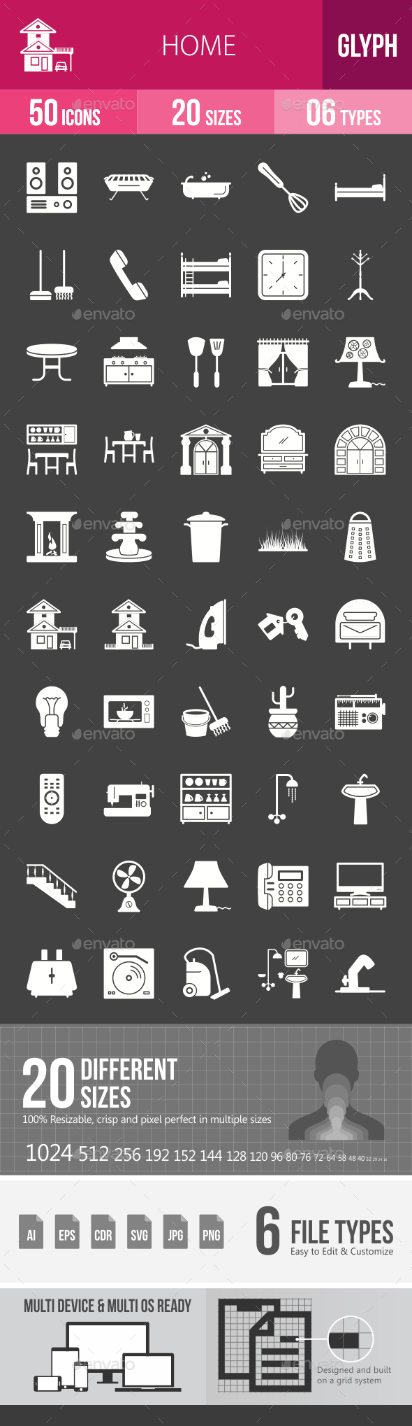 Home Glyph Inverted Icons - Icons
