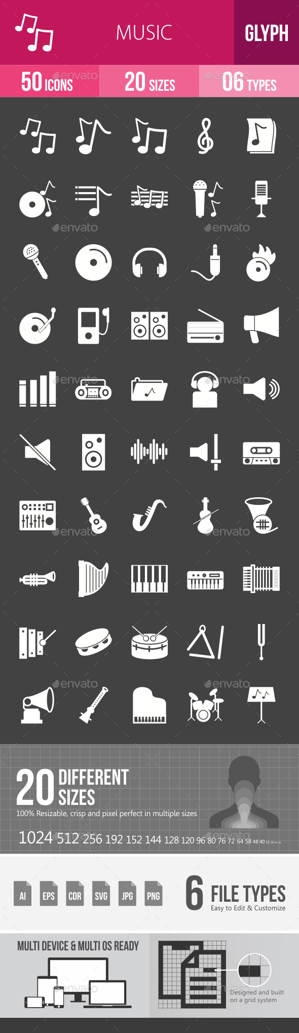 Music Glyph Inverted Icons - Icons