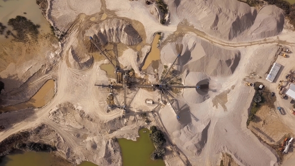 Aerial View of Crushed Stone Quarry Machine alt