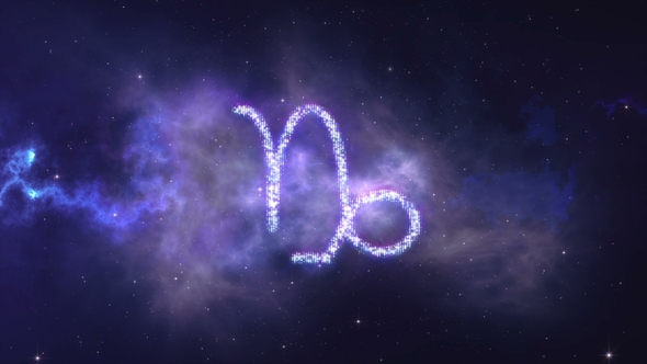 Zodiac Sign Capricorn Forming From the Stars with Space Background alt