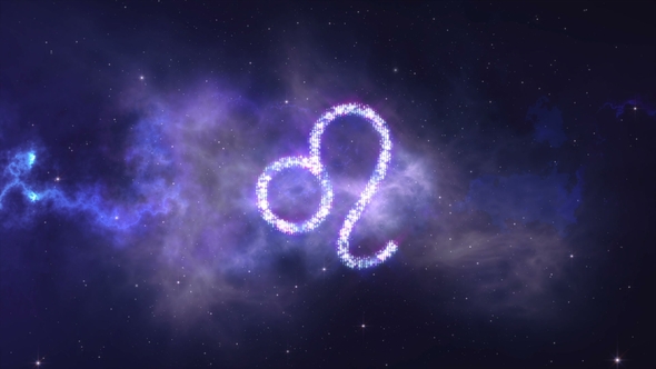 Zodiac Sign Lion Forming From the Stars with Space Background alt