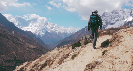 Trekking, mountain and sky