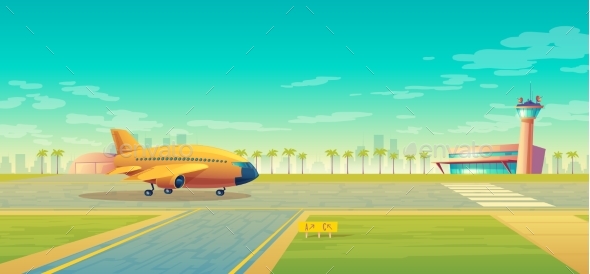 Vector Landing Strip for Airplanes - Travel Conceptual