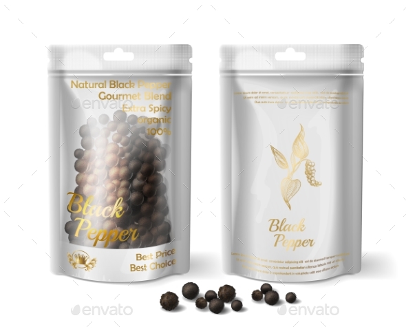 Vector Realistic Package of Black Pepper - Food Objects