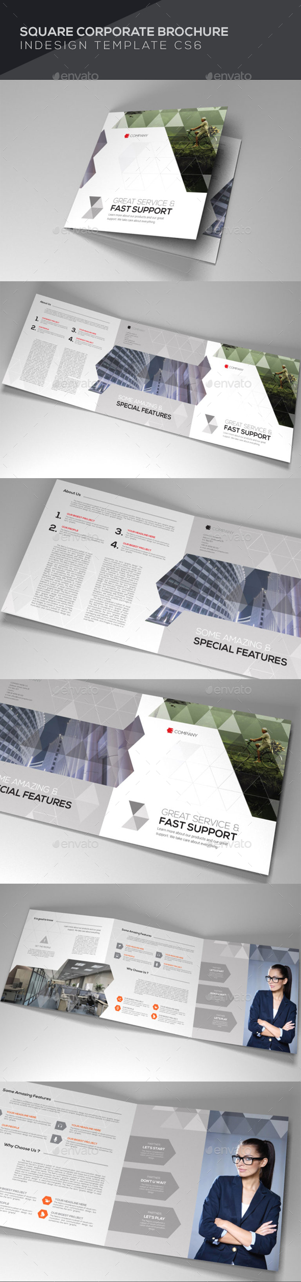 Square Corporate Brochure - Brochures Print Templates