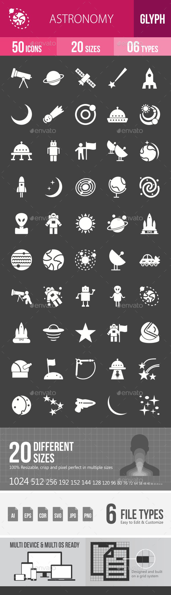 Astronomy Glyph Inverted Icons - Icons
