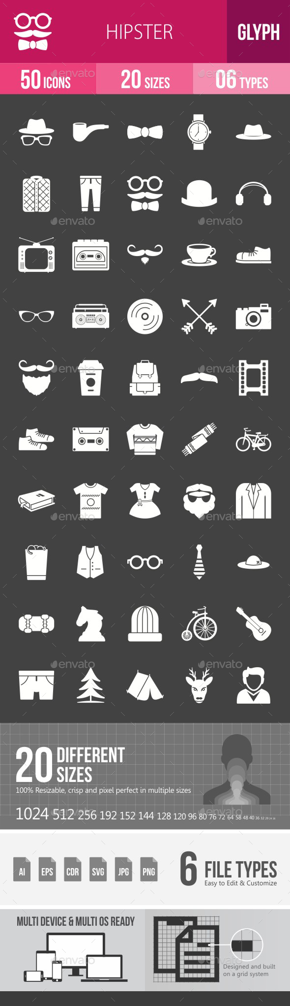 Hipster Glyph Inverted Icons - Icons