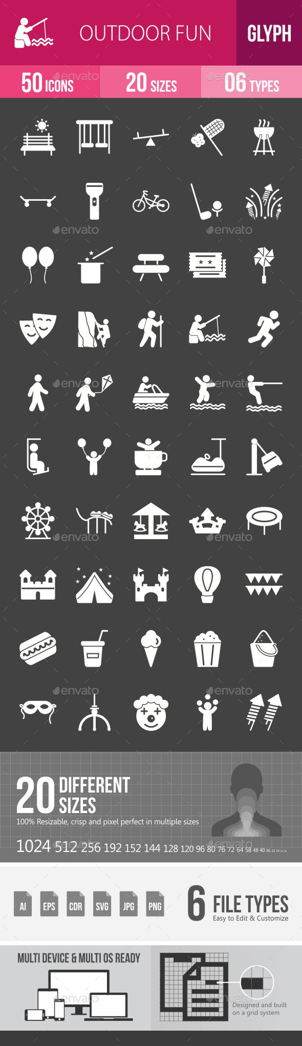 Outdoor Fun Glyph Inverted Icons - Icons