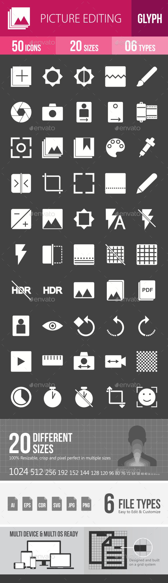 Picture Editing Glyph Inverted Icons - Icons