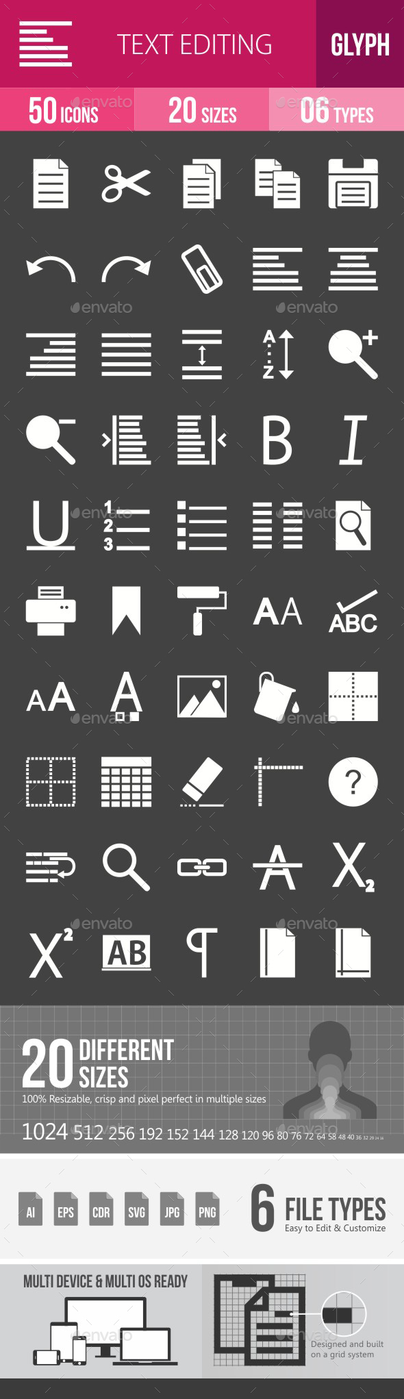 Text Editing Glyph Inverted Icons - Icons