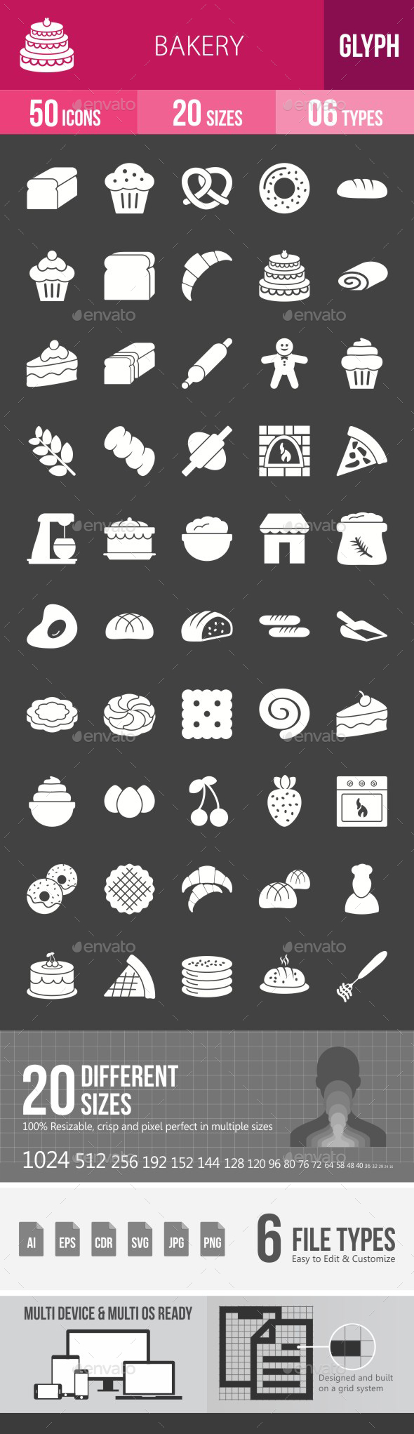 Bakery Glyph Inverted Icons - Icons