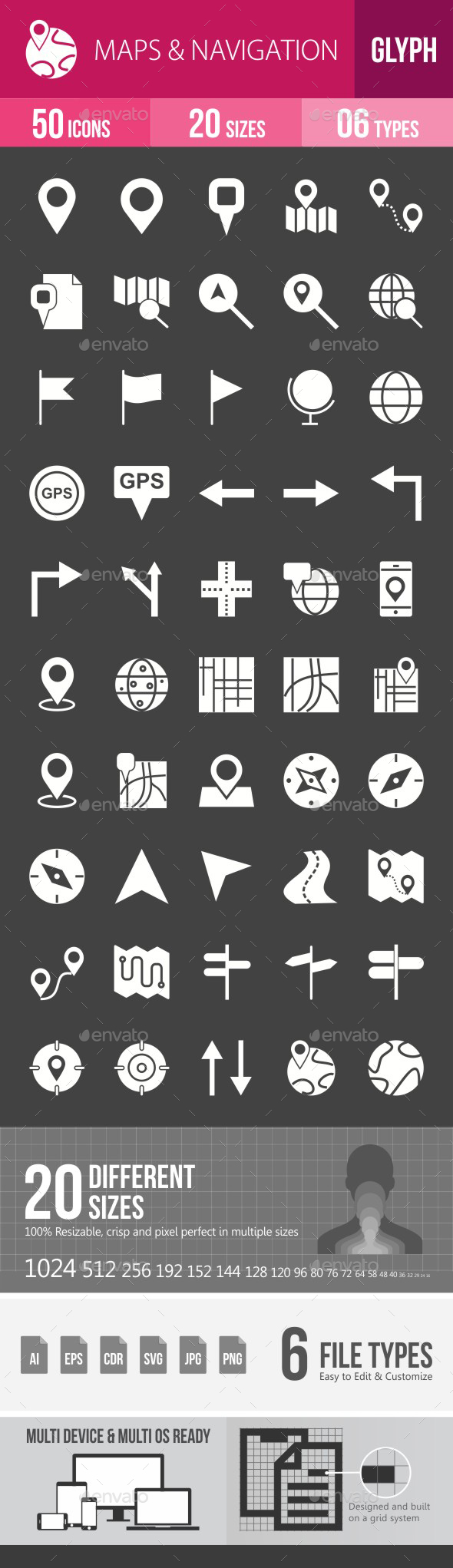 Maps & Navigation Glyph Inverted Icons - Icons