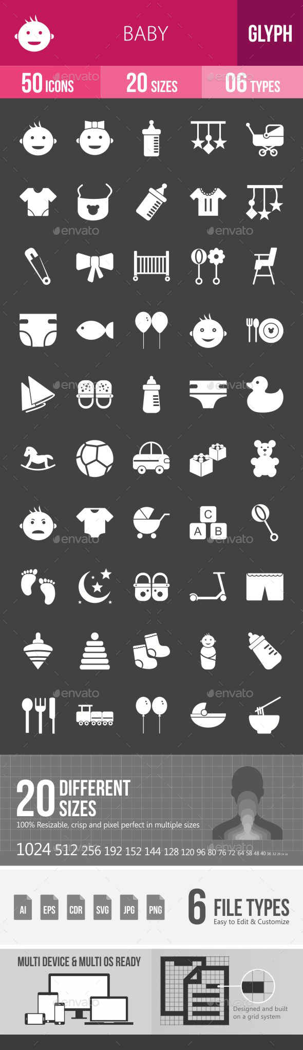Baby Glyph Inverted Icons - Icons