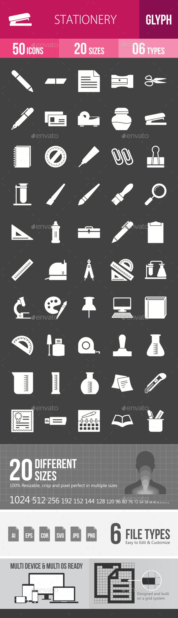 Stationery Glyph Inverted Icons - Icons