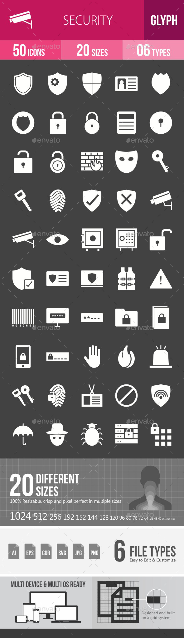 Security Glyph Inverted Icons - Icons