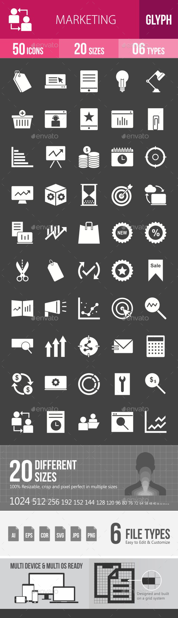 Marketing Glyph Inverted Icons - Icons