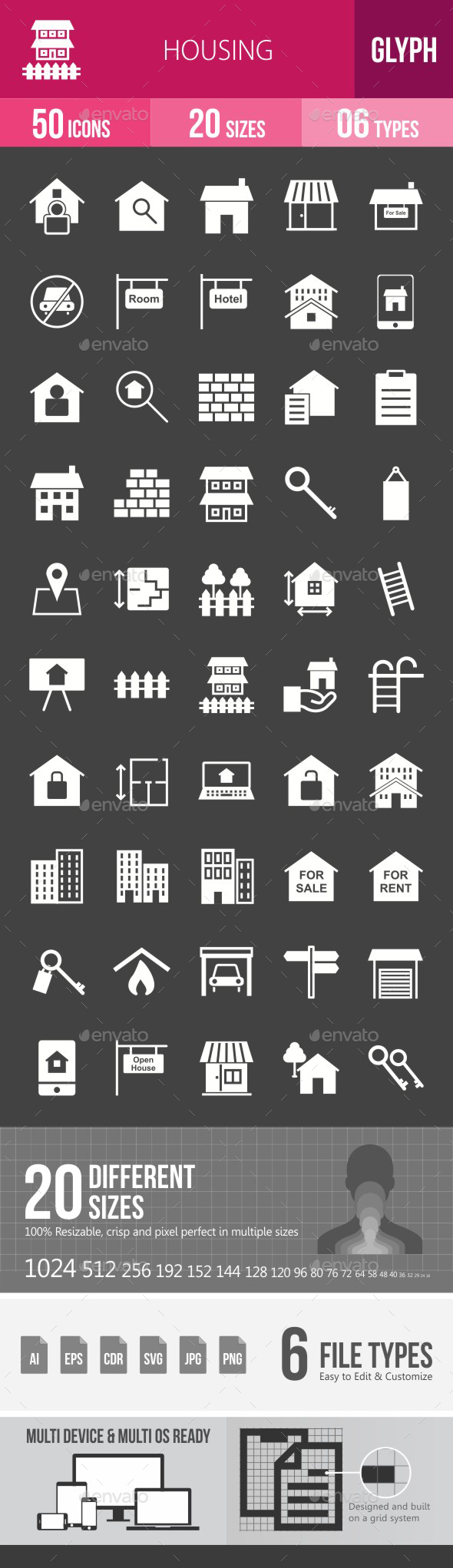 Housing Glyph Inverted Icons - Icons