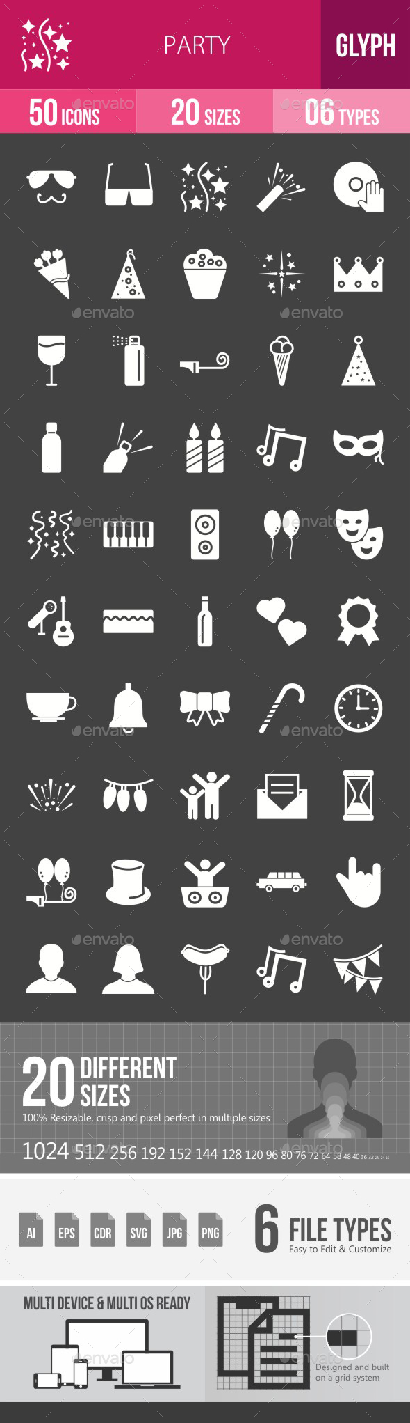 Party Glyph Inverted Icons - Icons