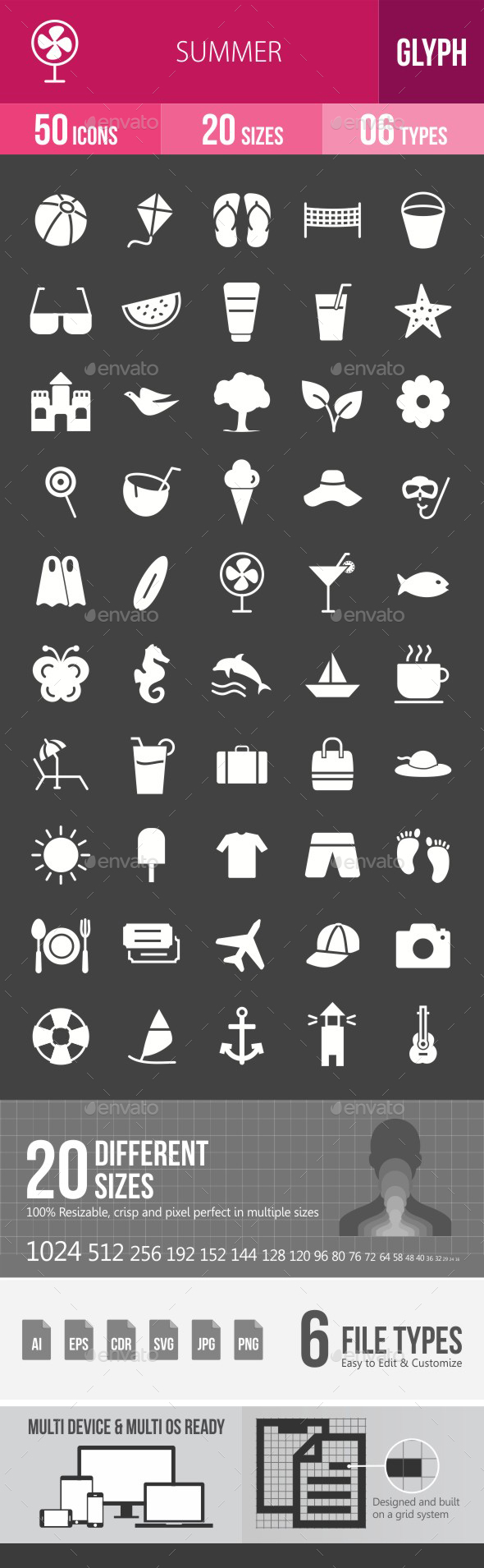 Summer Glyph Inverted Icons - Icons