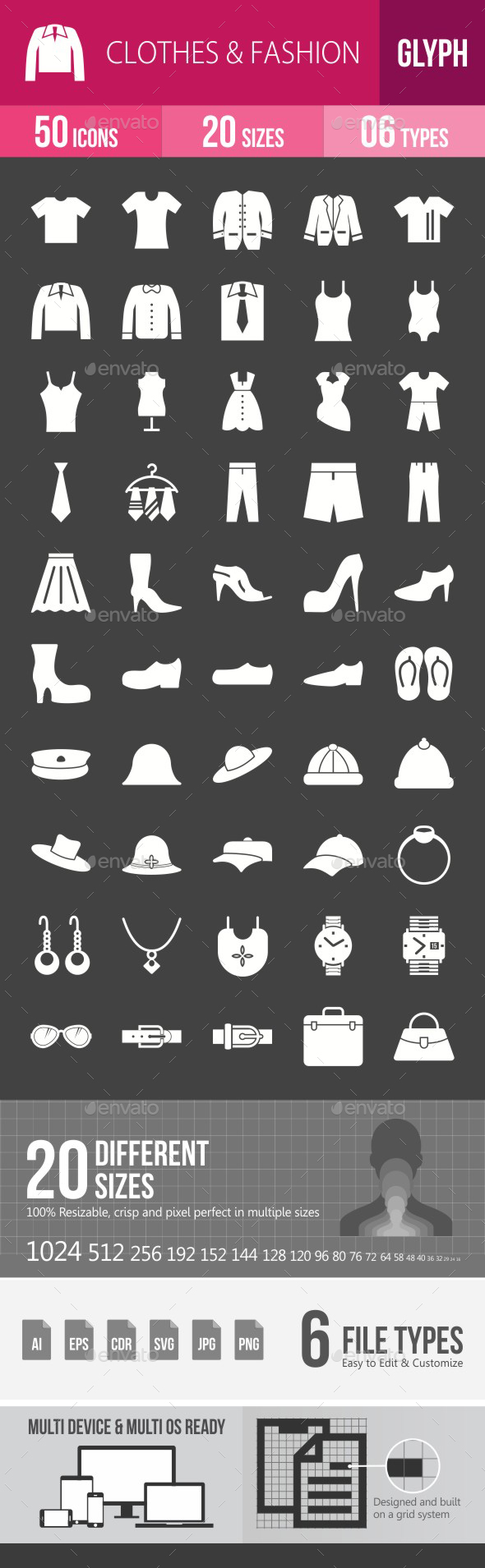 Clothes & Fashion Glyph Inverted Icons - Icons