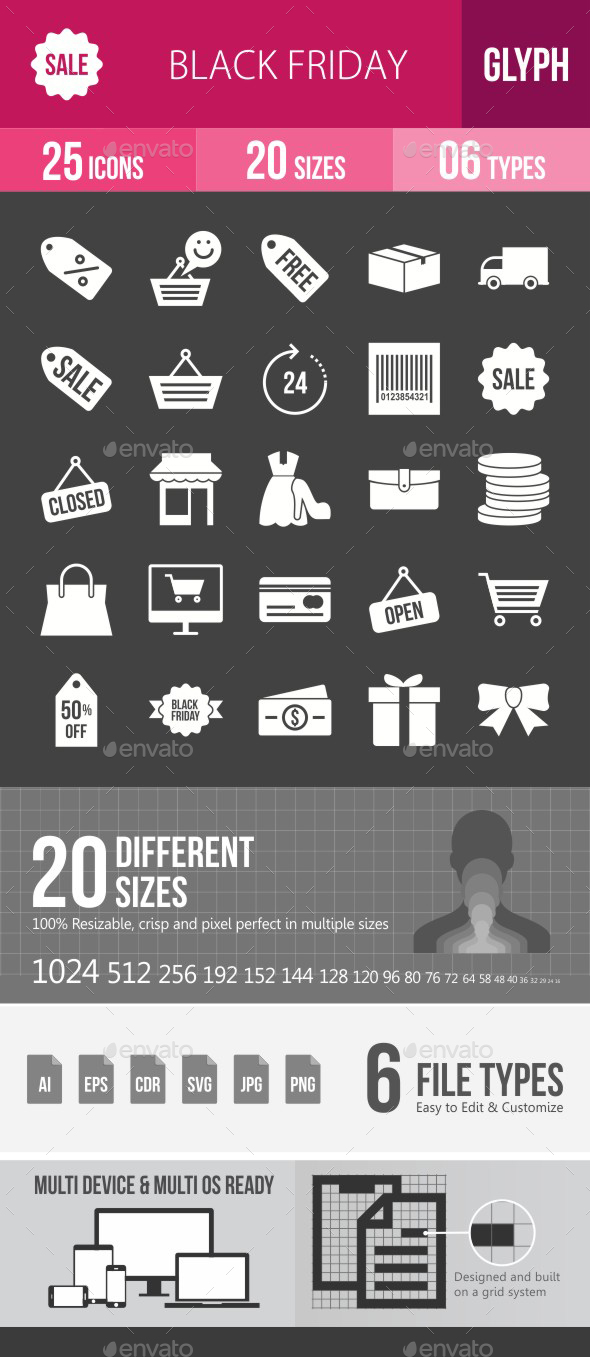 Black Friday Glyph Inverted Icons - Icons