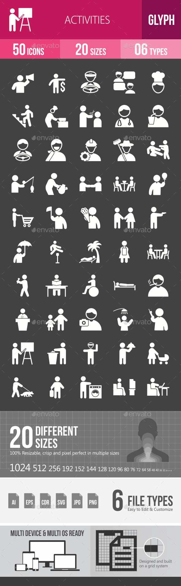 Activities Glyph Inverted Icons - Icons