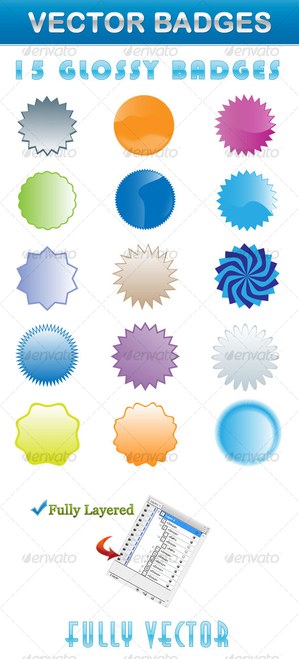Glossy Vector Badges - Miscellaneous Vectors