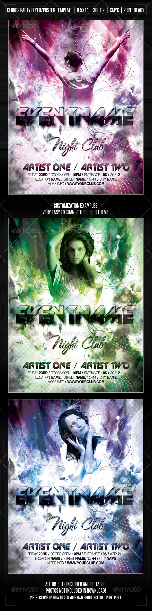 Night Club Explosion Party Flyer/Poster Template - Clubs & Parties Events