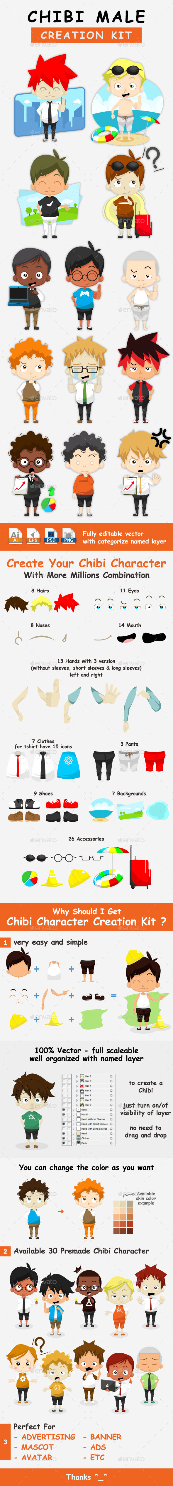 Chibi Character Male Creation Kit - People Characters