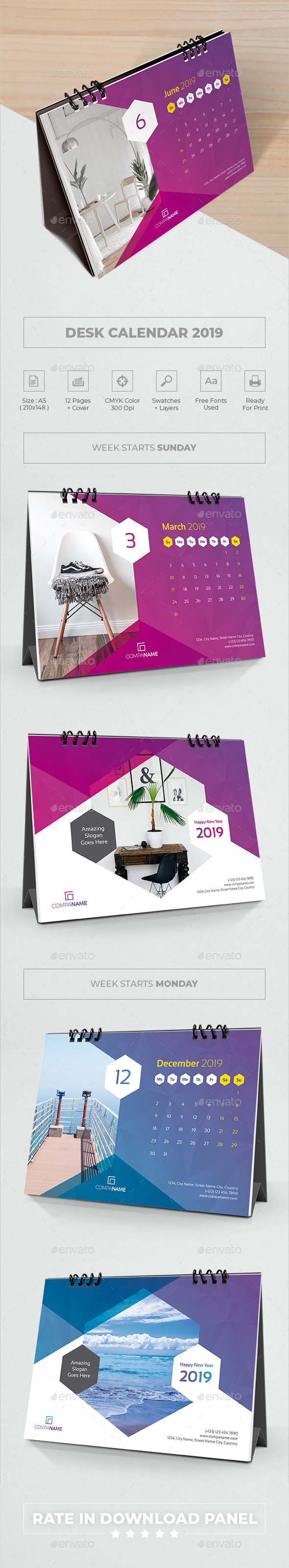 Desk Calendar 2019 - Calendars Stationery
