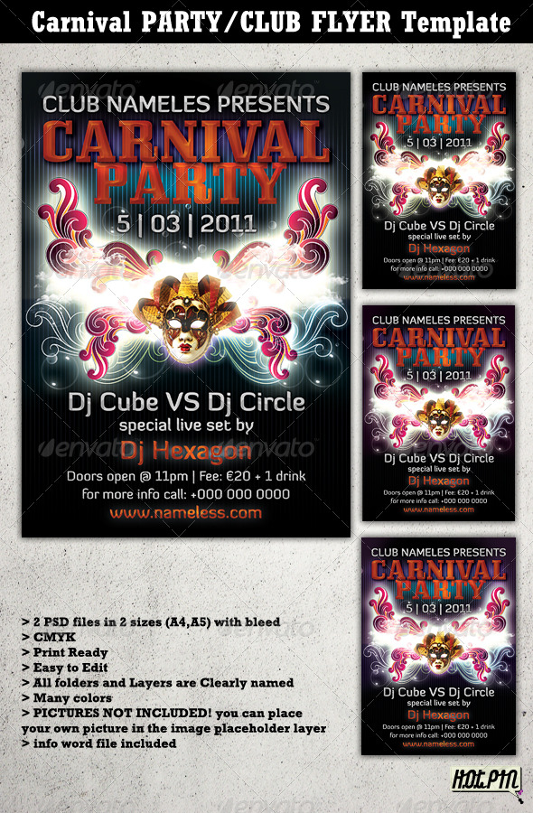 Carnival Party/Club Flyer Template 2 - Clubs & Parties Events