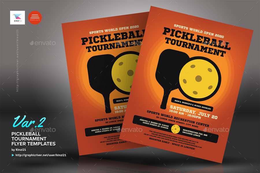 Pickleball Tournament Flyer Templates by kinzi21 GraphicRiver