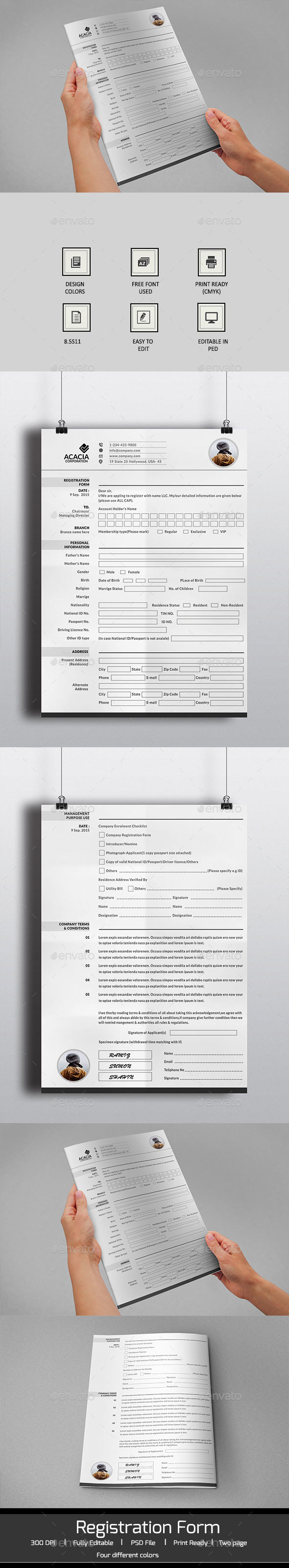 2 Page Registration Form - Miscellaneous Print Templates